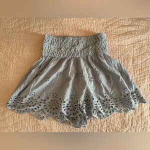 Free People Gray A-Line Eyelet Skirt